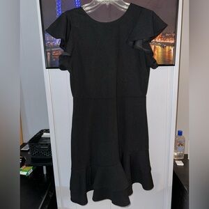 Chic Black Ruffle Sleeve Mini Dress